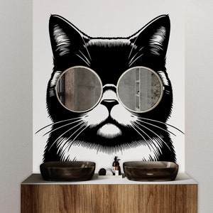 Calcomanía de pared de gato decoración de perro gato niños gato pared arte calcomanía gato amante animales gato pared baño pared calcomanías pegatinas vinilo 073DE