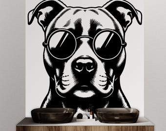 Labrador Happy Dog with Sunglasses Dog wall decal Dog decor Dog kids Dog wall art Decal Dog Lover Animals Dog Wall Bathroom Decals 435DE