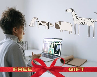 For Dog Mom Gift Sticker Dog Cute Wall Pug Decor Wall Decal Vinyl in Room Pet Decor Cute Beagle Wall Decal Puppies Office Decor Idea Gift