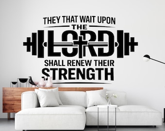 Those who wait upon the Lord shall renew their strength Wall decal Jesus Is King Religious Wall Sign, Christian Words, Cross Decor 462DE