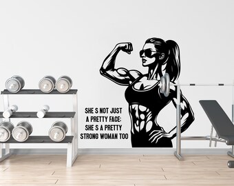 Girl Gym Wall Decal Power fitness Women Squat Decor Workout Art Vinyl Gym Wall Stickers Bedroom Gym Workout Motivation Cross-fit 094DE