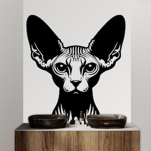 Sphynx wall decal Dog decor Cat kids Cat wall art Decal Cat Lover Animals Cat Wall Bathroom Wall Decals Stickers Vinyl 126DE