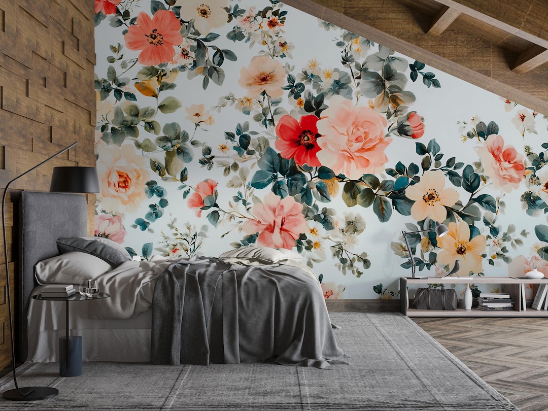 Large Floral Wall Mural Romantic Watercolor Flower Wallpaper large-floral-wall-mural-romantic-watercolor-flower-wallpaper