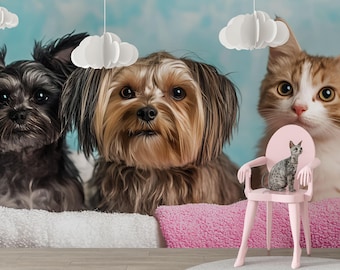 Pet Clinic Office Wall Art | Cute Dogs and Cat Reception Decor | Veterinary Clinic Interior Print Vn682