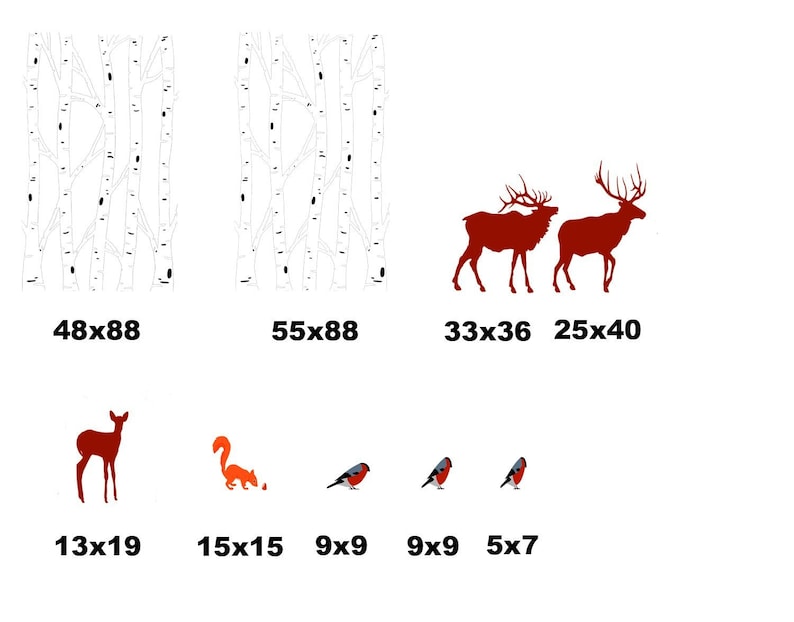 Birch Tree theme Birch Tree decor Deer stickers 110x90 Deer and Birch Tree decal Tree stickers Living Room Birch Tree decal abc9