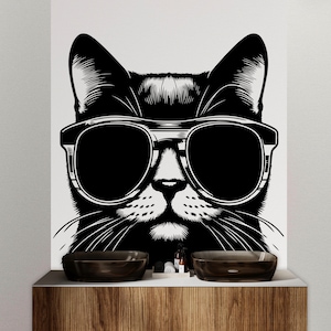 Calcomanía de pared de gato decoración de perro gato niños gato pared arte calcomanía gato amante animales gato pared baño pared calcomanías pegatinas vinilo 068DE