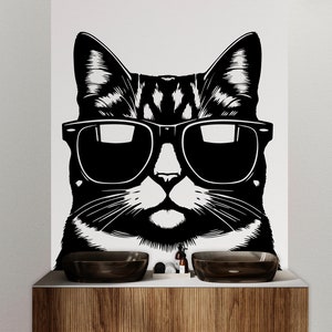 Calcomanía de pared de gato decoración de perro gato niños gato pared arte calcomanía gato amante animales gato pared baño pared calcomanías pegatinas vinilo 070DE