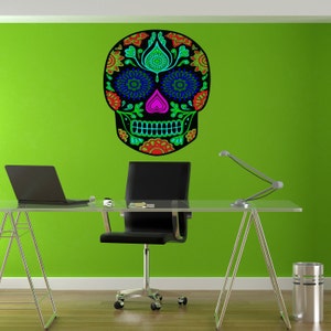 Candy Skull Full Color Decal, Skull Full color sticker, wall art, wall cn 041