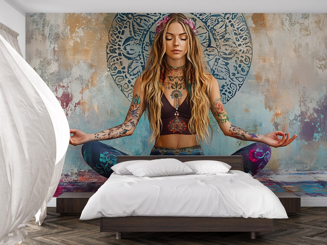 Boho Yoga Wall Art | Spiritual Meditation Poster | Mandala Tattoo Zen ...