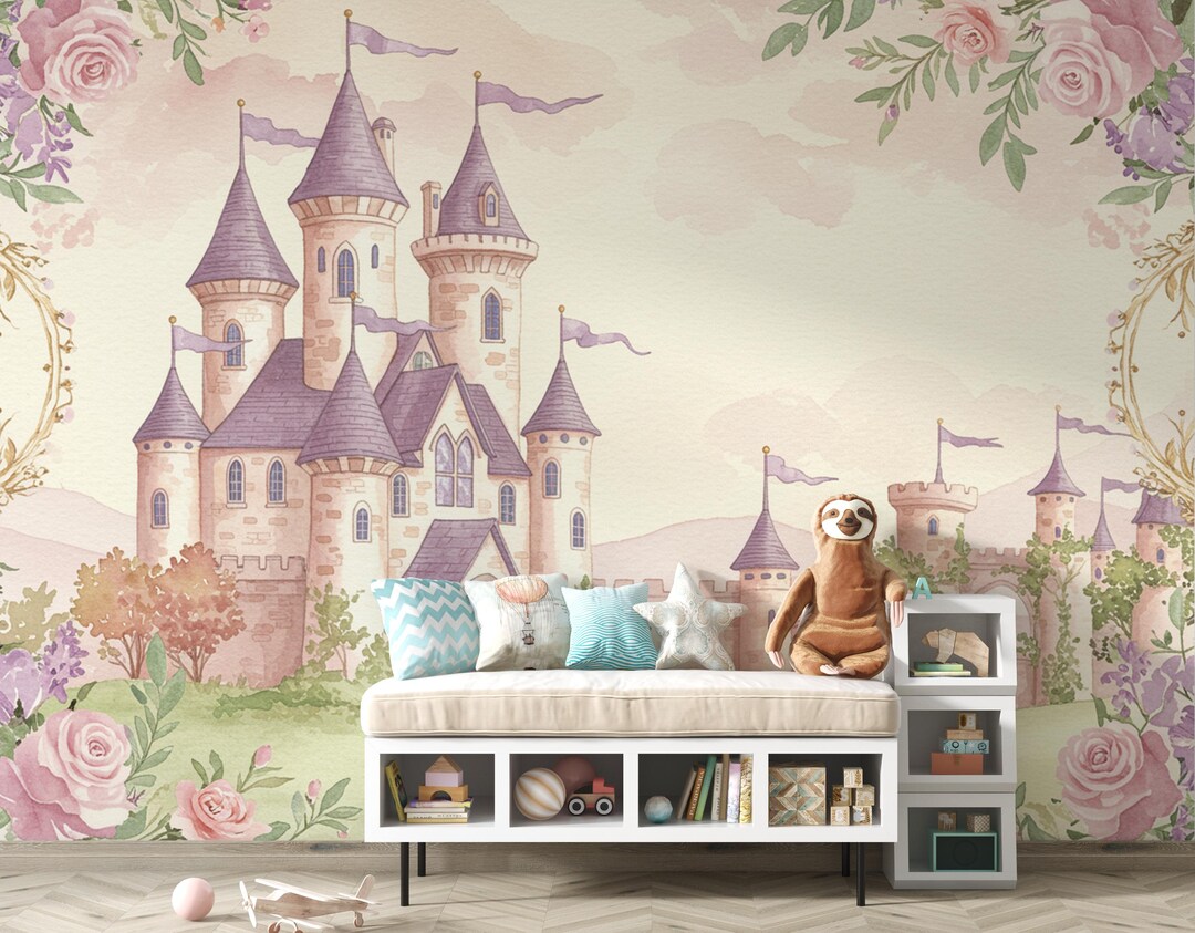 Luxury Fairytale Castle Wallpaper – Princess Wall Mural, Pastel ...