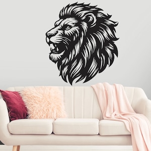 Lion Kings wall decal Animal Wall decor Safari Lion wall art Decal Lion Lover Animals Lion Wall Bathroom Wall Decals Stickers Vinyl 025DE