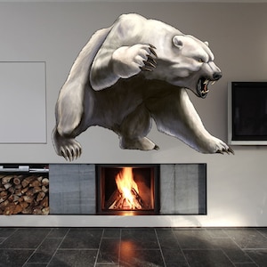 Ijsbeer Full Color sticker, White Bear Full colour sticker, kunst aan de muur cn 081