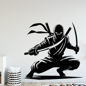 Ninja Wall Decal Ninja Art Wall Decal Sports Vinyl Ninja Gifts Kicks Wall Stickers Sport Kids Room Black Belt Judo Jiu Jitsu MMA Art 044DE