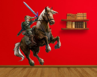 Naklejka Zelda w pełnym kolorze, Naklejka Zelda w pełnym kolorze, Sztuka ścienna Zelda, cn 087