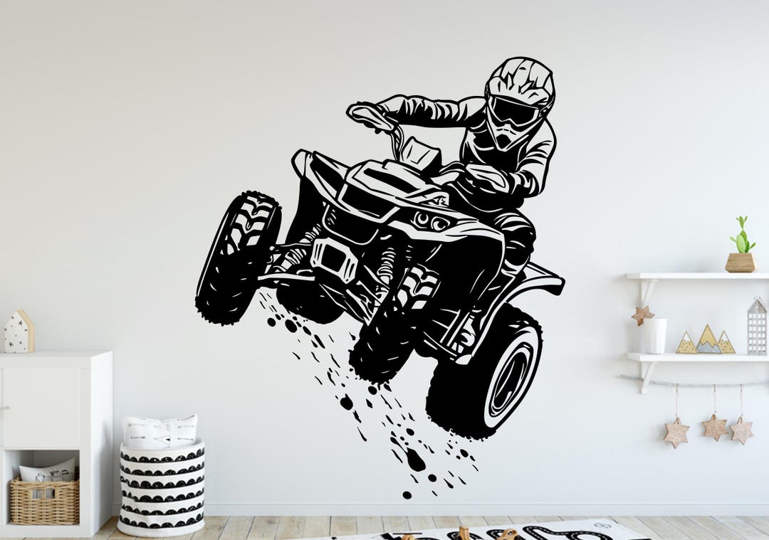 ATV Rider Wall Decal, ATV Wall Sticker, 4x4 Wall Art Kids Extreme Room ...