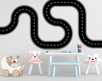 Straßenwind Wandaufkleber Roadway Vinyl Aufkleber Track Route Wanddekor Kinder Spielzimmer Jungenzimmer Wandkunst Automobil Schlafzimmer Wandbild Aufkleber 087DE