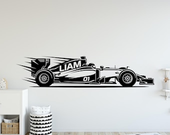 Car Wall Decal, Custom Name Car wall stickers, Racing wall art Kids room Decal Nursery 457DE