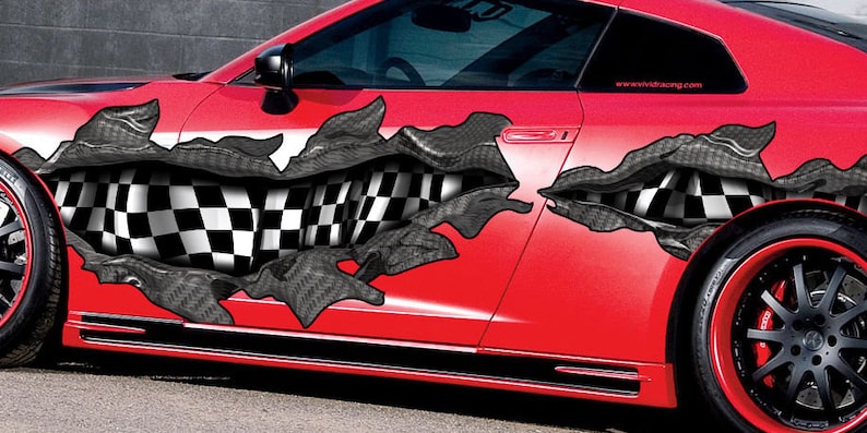 Checkered Flag Full Color Car Vinyl Design zkk/_2 Car Vinyl racing Car Decal