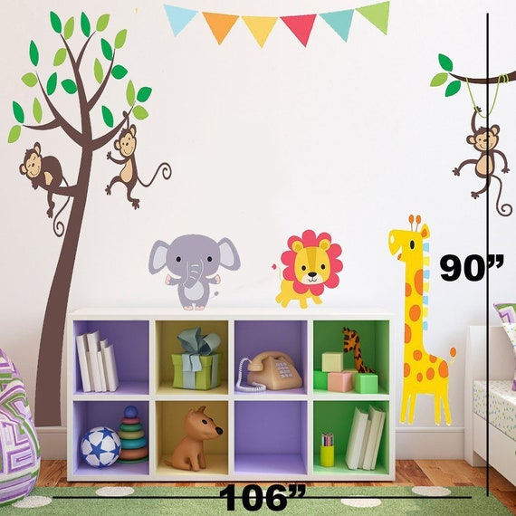 jungle theme stickers jungle wall decor jungle decor for | etsy