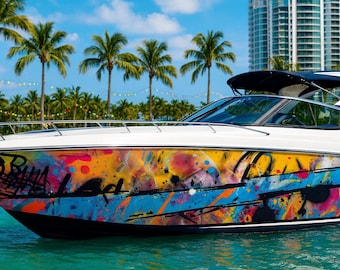 Vinilo para embarcaciones: gráficos de casco con efecto grafiti para embarcaciones deportivas y rápidas, vb024