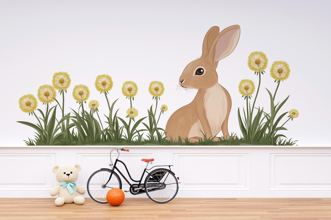 Rabbit Wall Decal, Bunny Wall Sticker, Nursery Wall Decor, Woodland ...