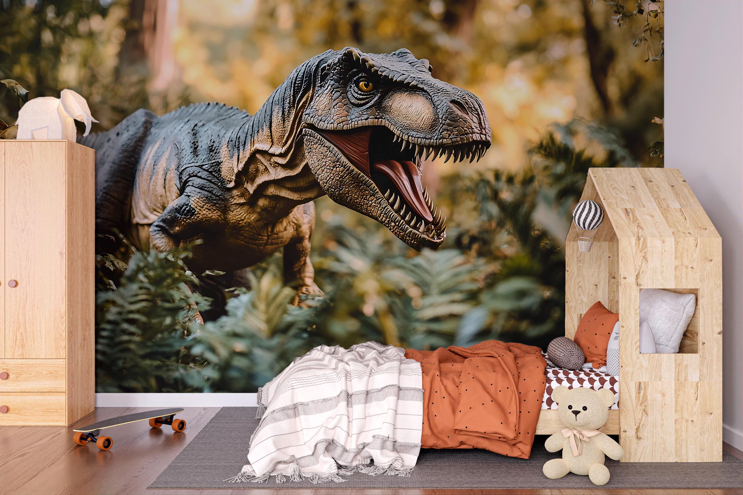 ルーム アート（恐竜） Dinosaur Wall Mural for Kids Room – 3D T-rex Jungle Wallpaper