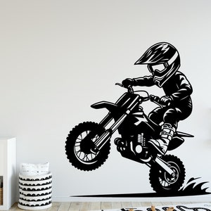 Little Boy Motocross Wall Decal, Bike Wall sticker, Motocross wall art Kids room Decal 045DE