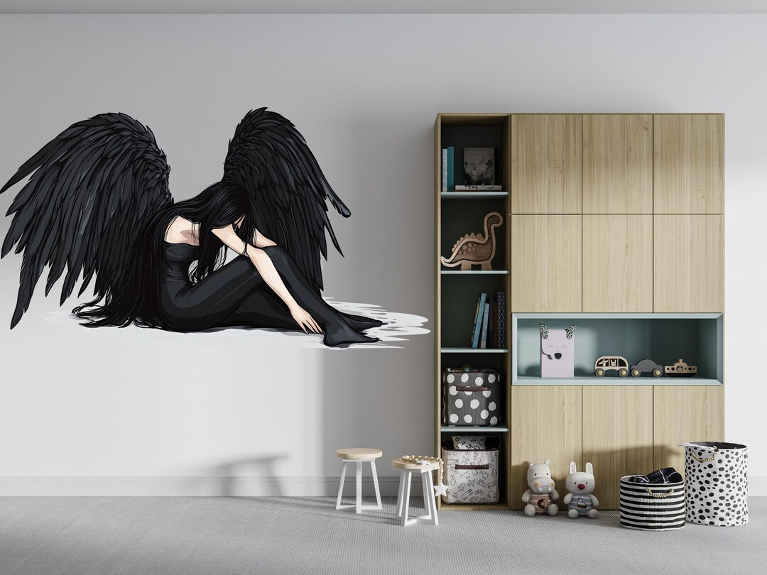 Dark Angel Wall Decal, Gothic Angel Wings Sticker, Fallen Angel Wall ...