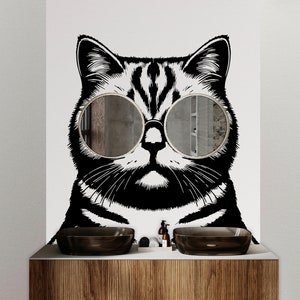 Calcomanía de pared de gato decoración de perro gato niños gato pared arte calcomanía gato amante animales gato pared baño pared calcomanías pegatinas vinilo 074DE