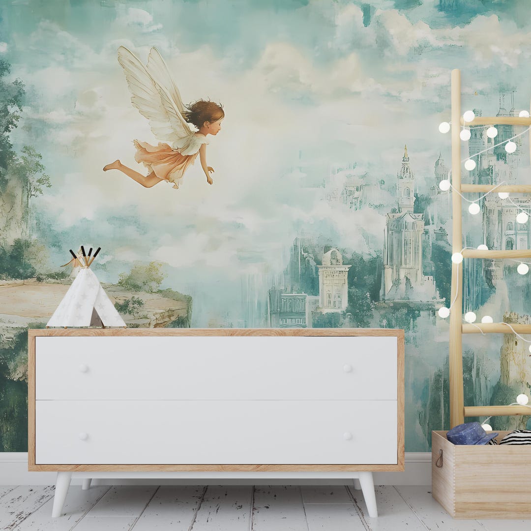 Whimsical Fairy Wall Mural for Kids Room – Flying Fairy & Fantasy ...