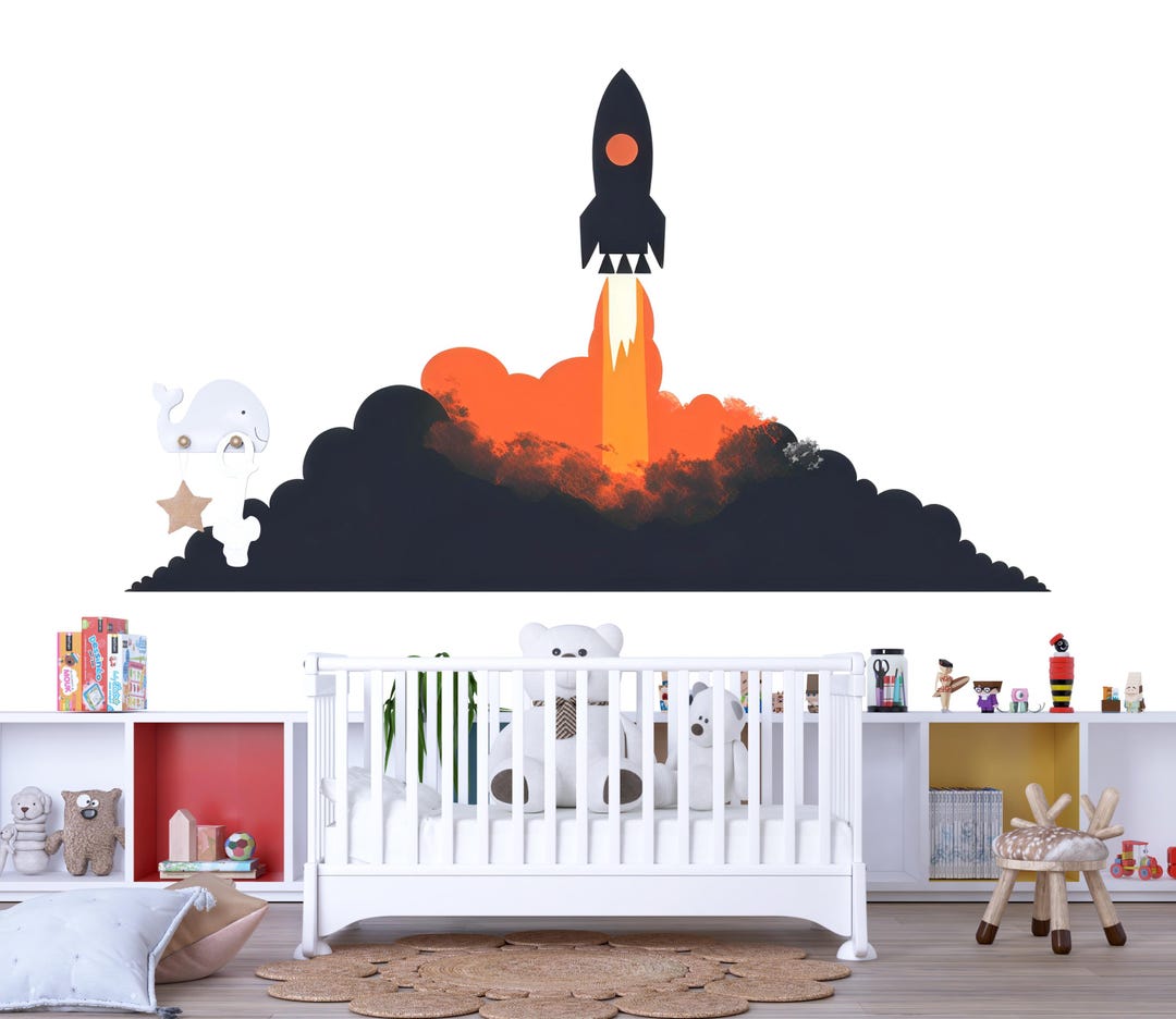 Rocket Launch Wall Decal Space Nursery Wall Art Kids Room Decor 468mv ...