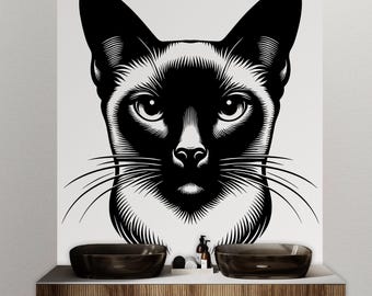 Siamese Cat wall decal Dog decor Cat kids Cat wall art Decal Cat Lover Animals Cat Wall Bathroom Wall Decals Stickers Vinyl 090DE