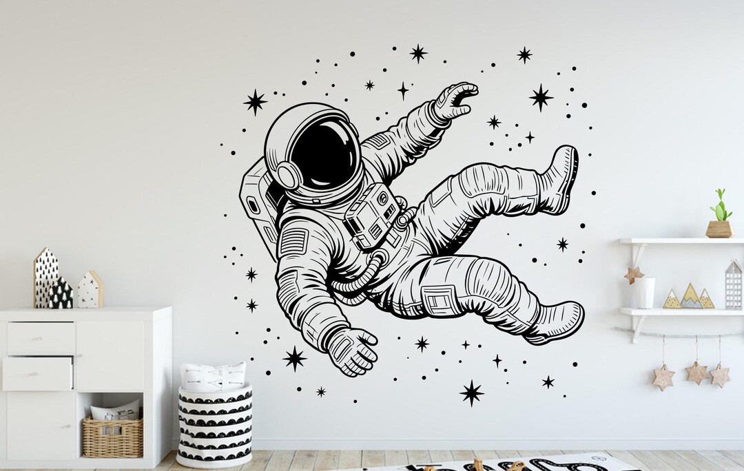 Astronaut Rocket Vinyl Wall Decal – Space Nursery Decor - Etsy