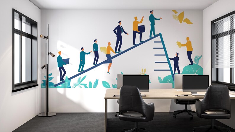 Teamwork Office Wall Decal, Business Growth Sticker, Corporate Wall Art ...