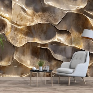 3D Abstract Wall Art Texture Print, Modern Organic Wall Decor, Earth Tone Interior Art, Sculptural Effect Printable Artwork Vn584