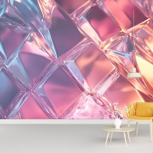 Colorful Abstract Glass Wall Mural | Modern 3D Geometric Wallpaper | Vibrant Art Decor for Living Room, Office, Bedroom Vn660