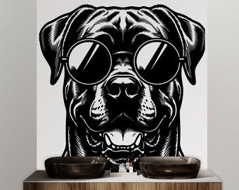 Cane Corso Happy Dog with Sunglasses Dog wall decal Dog decor Dog kids Dog wall art Decal Dog Lover Animals Dog Wall Bathroom Decals 435DE