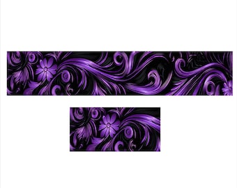 Purple Floral Swirl Car Decal, Abstract Vinyl Car Side Sticker, Ornamental Auto Wrap Graphic, Vehicle Decoration