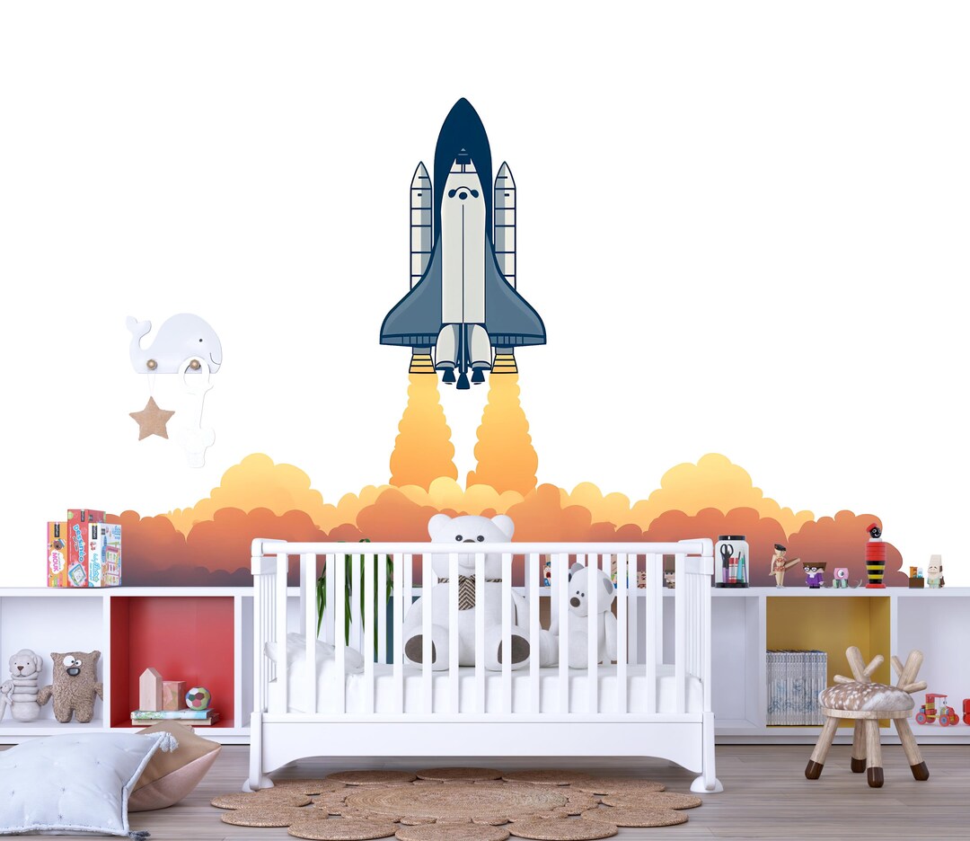 Rocket Ship Wall Art, Space Nursery Decor, Kids Rocket Room Art, Space ...