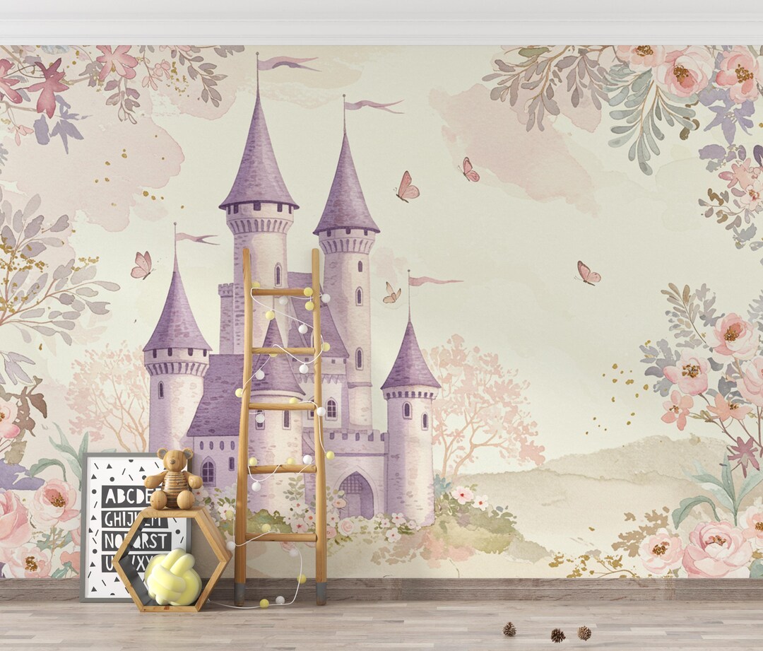 Luxury Fairytale Castle Wallpaper – Feminine Pastel Princess Wall Mural ...