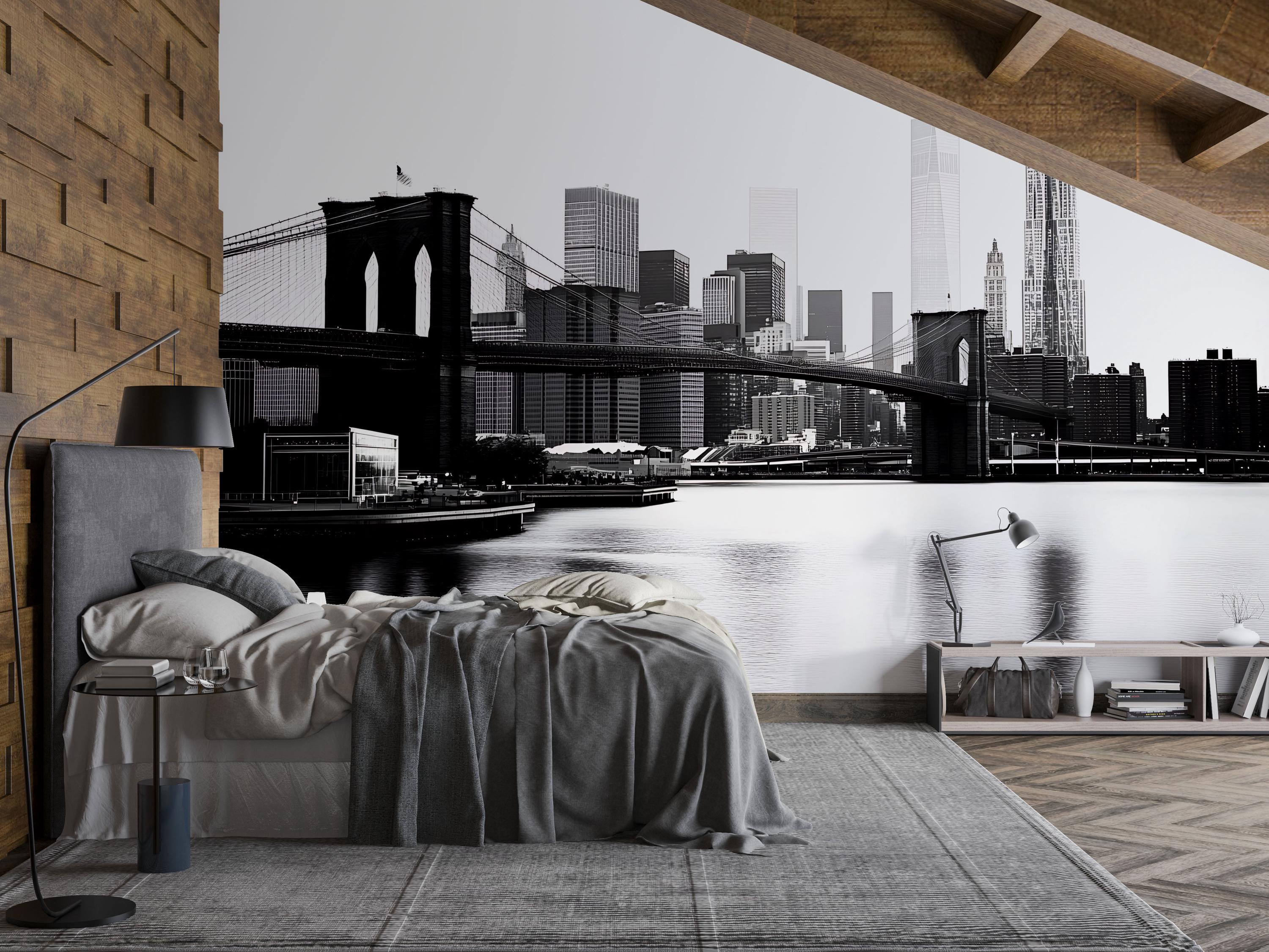 thumbnail image 2 of Brooklyn Bridge Skyline Wall Mural By Azutura - Vinyl Wallpaper, Custom Sizes, Modern NYC Decor 2 of 4