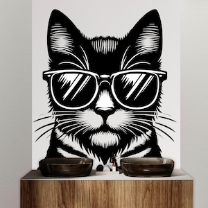 Calcomanía de pared de gato decoración de perro gato niños gato pared arte calcomanía gato amante animales gato pared baño pared calcomanías pegatinas vinilo 071DE