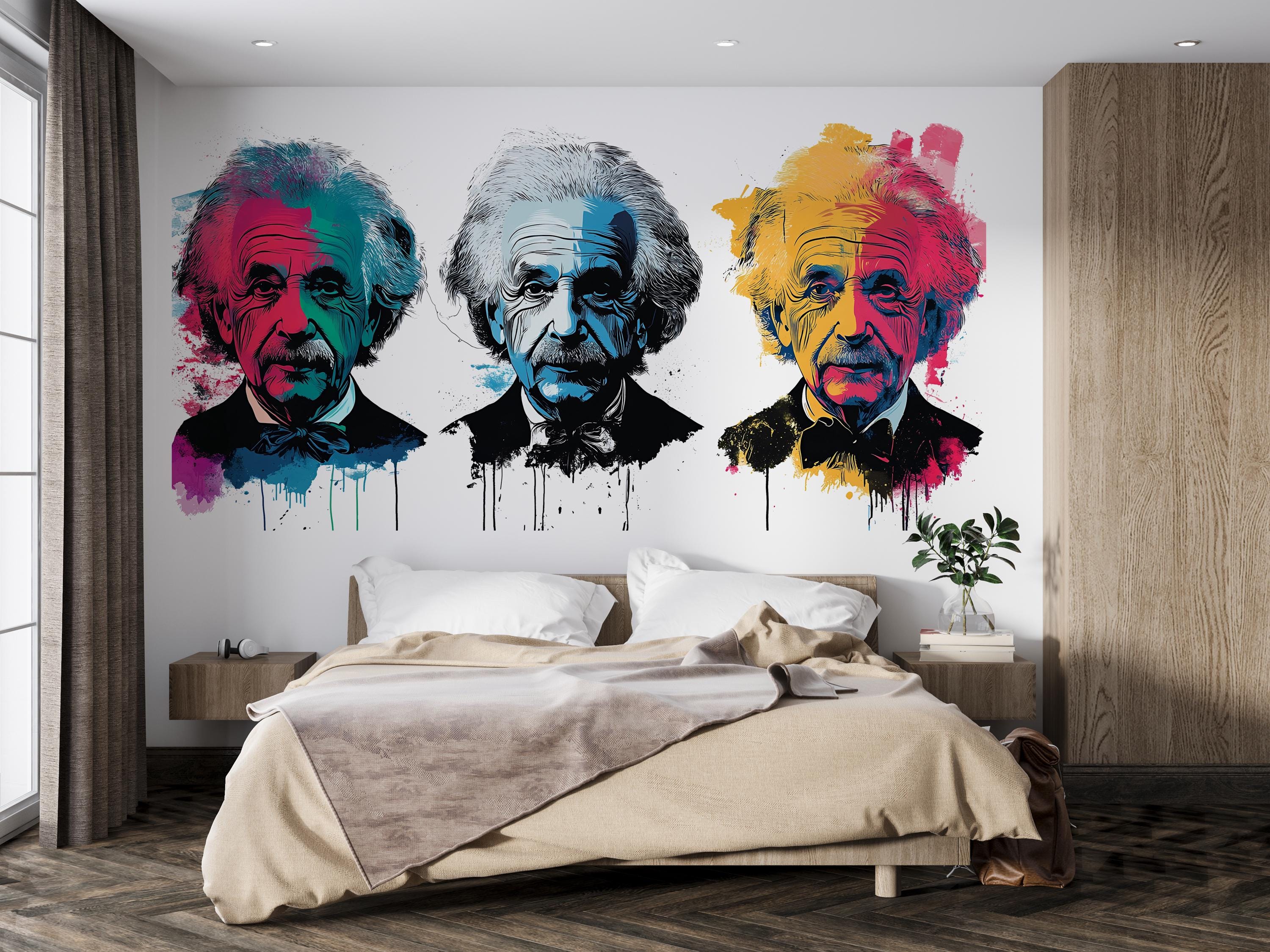 Einstein Wall Decal, Pop Art Scientist Sticker, Albert Einstein Wall ...