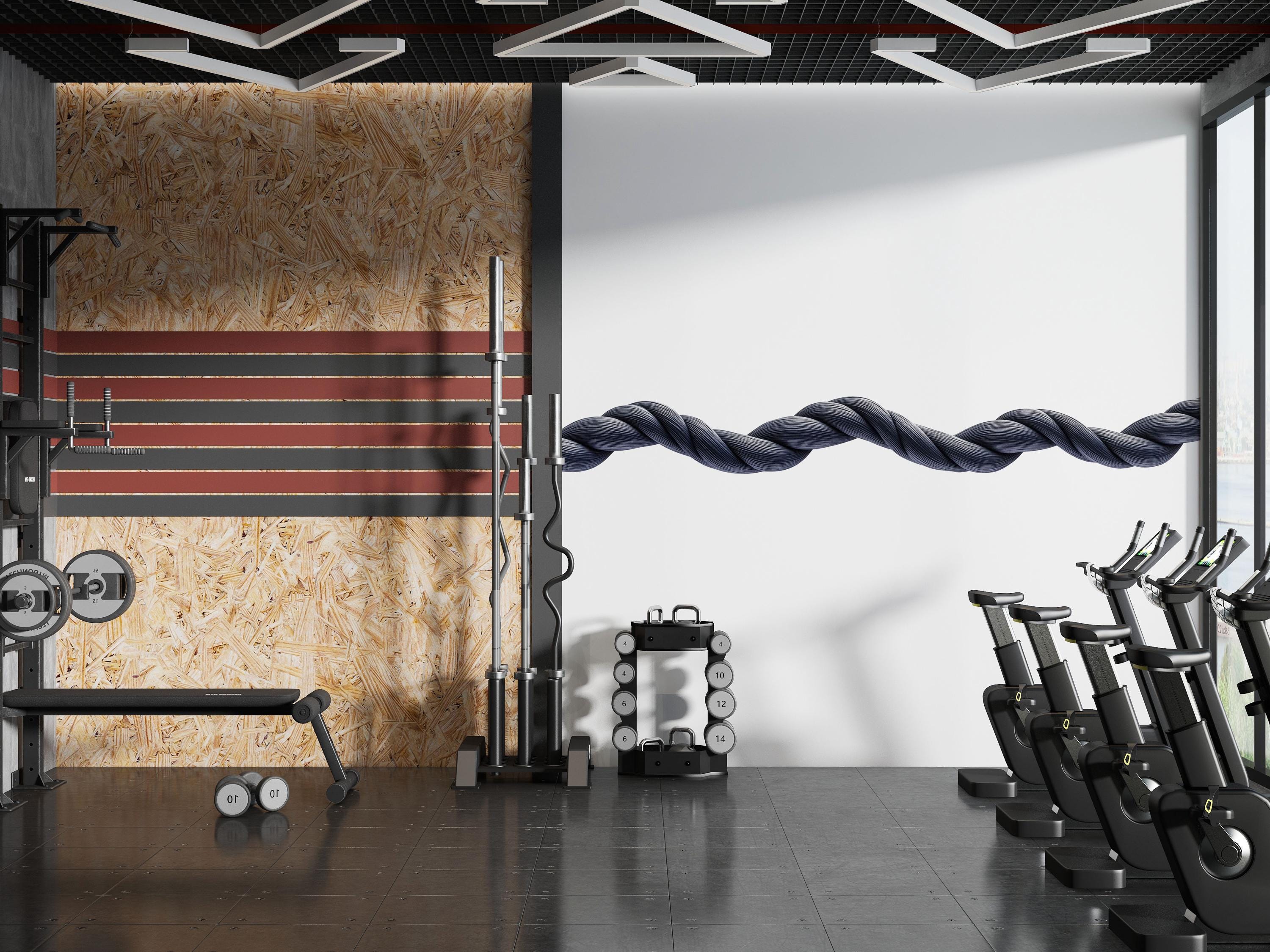 Battle Rope Wall Mural, Gym Wallpaper, Fitness Studio Wall Decal, Home ...