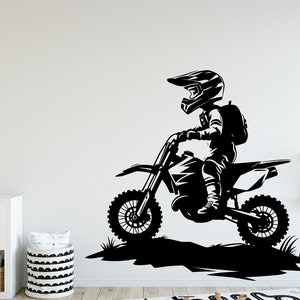 Little Boy Motocross Wall Decal, Bike Wall sticker, Motocross wall art Kids room Decal Nursery wall decal 048DE