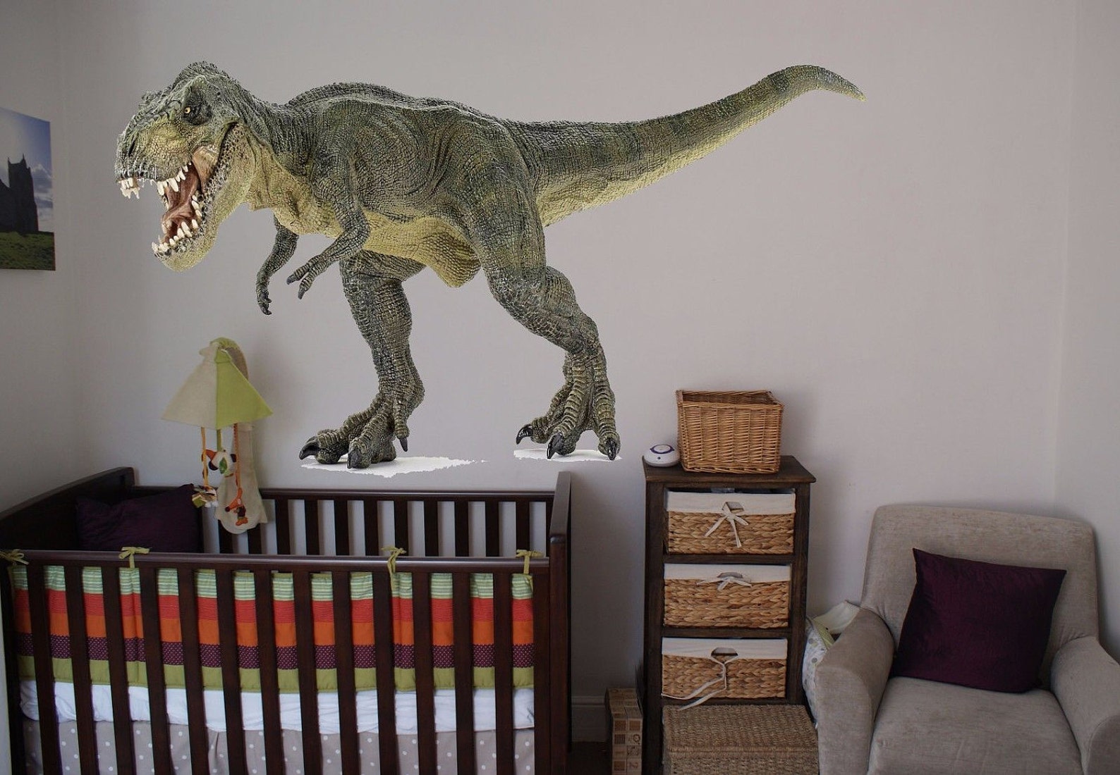 Autocollant Mural Dinosaure T-Rex 3D En Vinyle - Design Graphique AI - Décalque Removable Walltura - Pour Décor Chambre