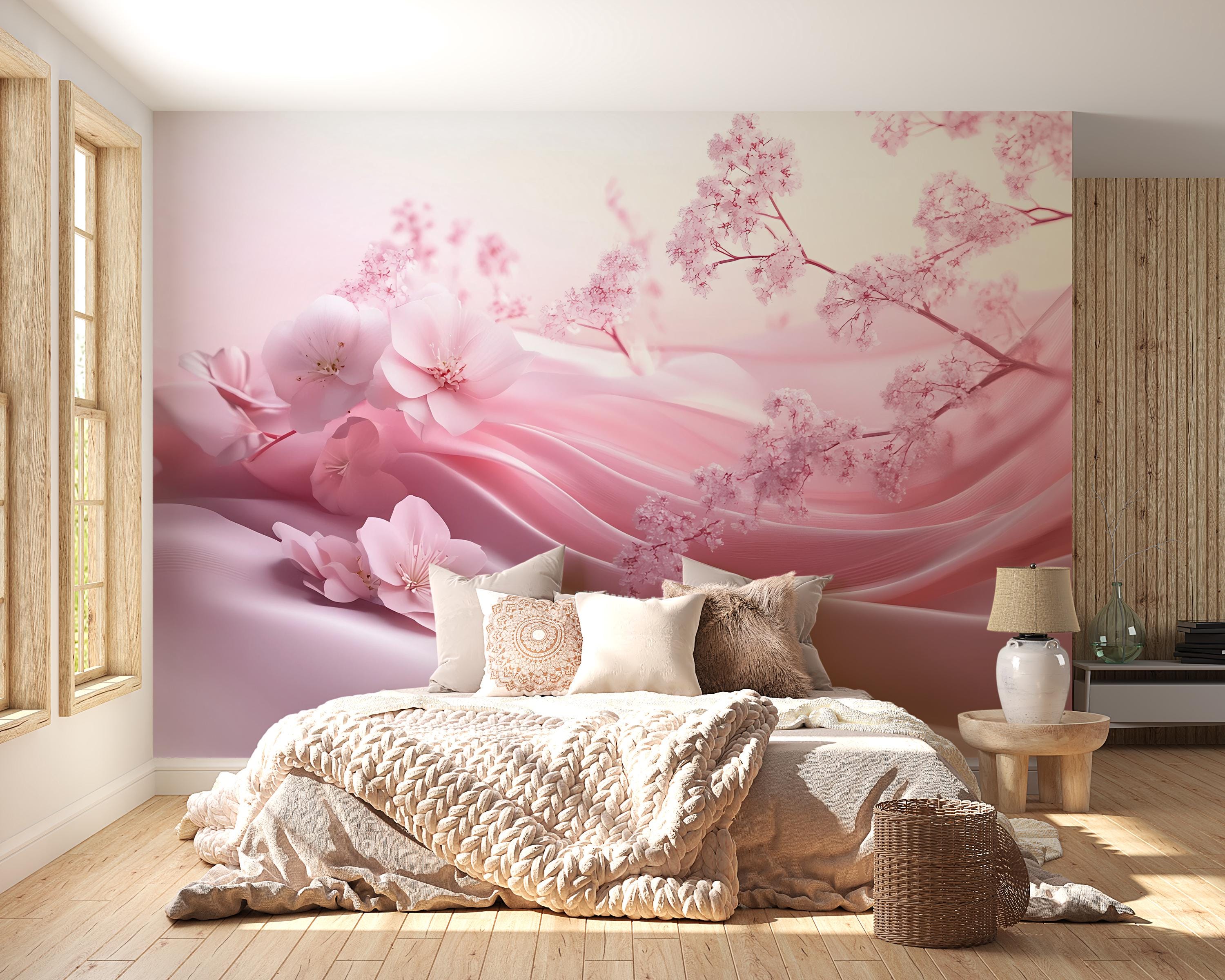Pink Sakura Blossom Wall Mural – Romantic Floral Wallpaper