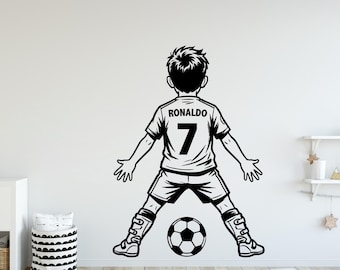 Soccer Player wall decal, Football Wall Decal Sport Vinyl, Football stickers Boys Passion Shoot your Goal Stickers, Kids Room 443DE