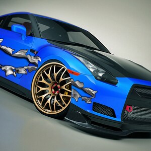 Ripped Metal Full Color Car Vinyl Design, racing Car Decal, Car Vinyl, zzl_1 a