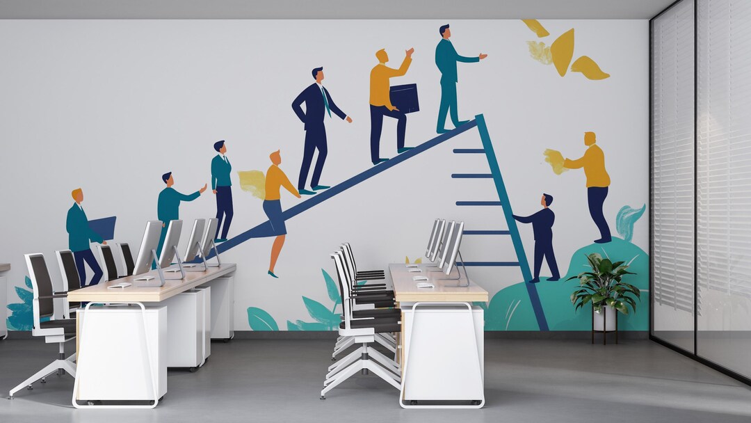 Teamwork Office Wall Decal, Business Growth Sticker, Corporate Wall Art ...